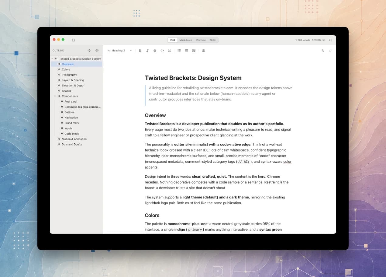 MarkDoc screenshot centred on a themed background with rounded corners and a drop shadow